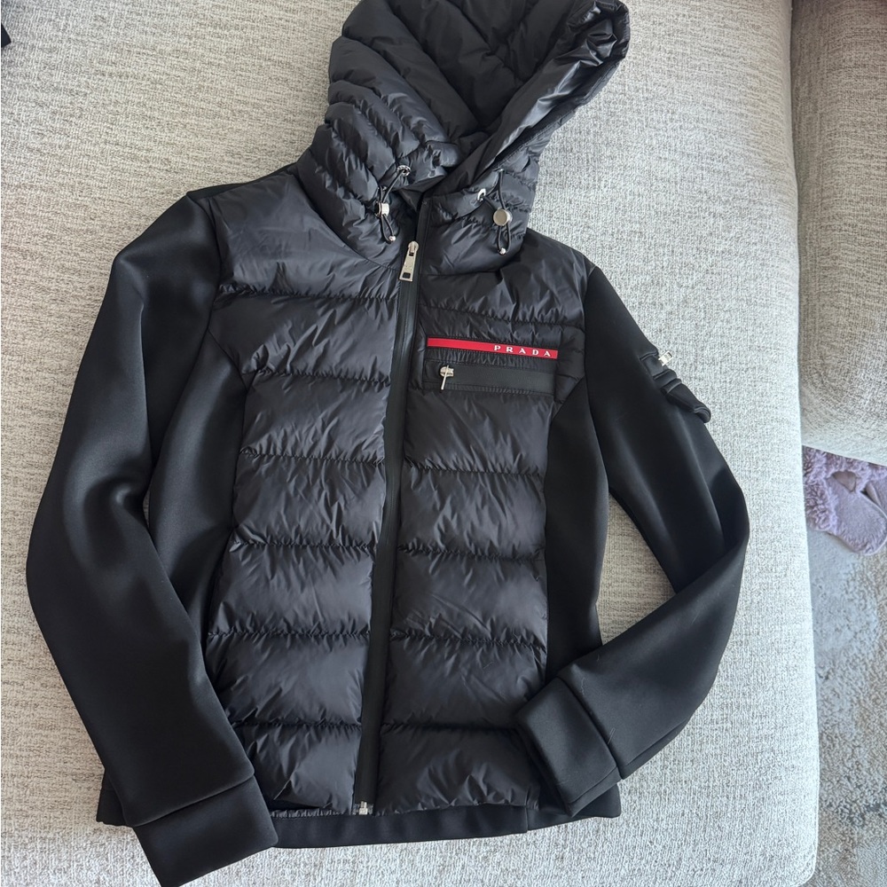Black prada puffer jacket